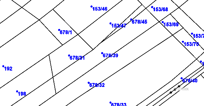 Parcela st. 678/39 v KÚ Okříšky, Katastrální mapa