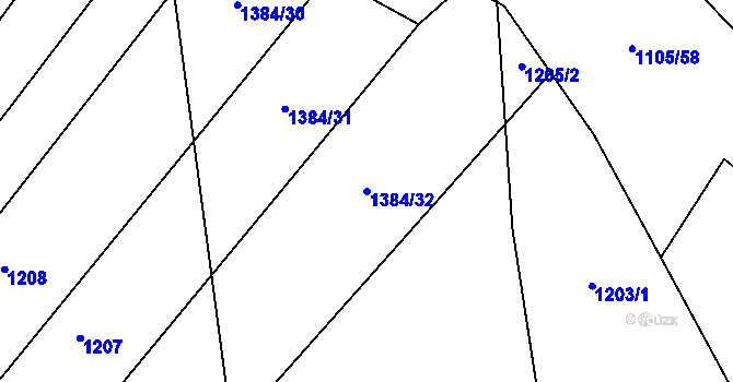 Parcela st. 1384/32 v KÚ Okříšky, Katastrální mapa