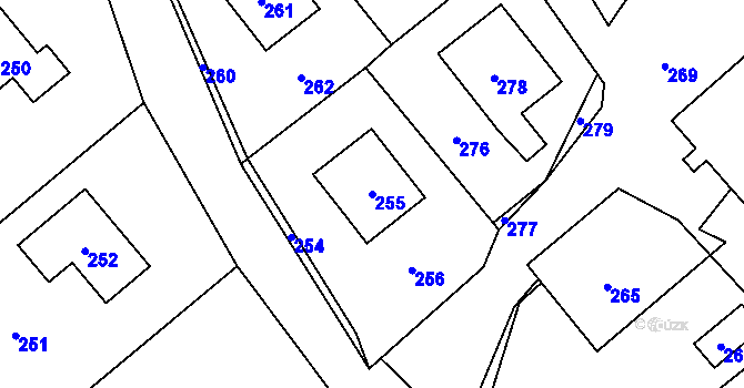 Parcela st. 255 v KÚ Olbramice, Katastrální mapa