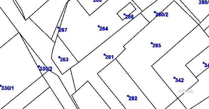 Parcela st. 281 v KÚ Olbramice, Katastrální mapa