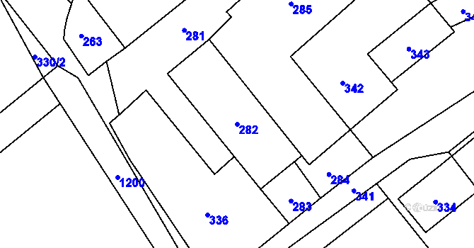 Parcela st. 282 v KÚ Olbramice, Katastrální mapa