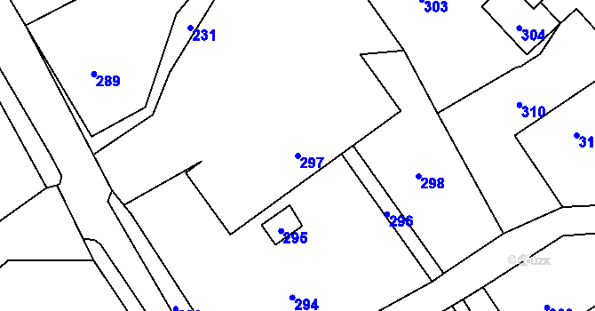 Parcela st. 297 v KÚ Olbramice, Katastrální mapa