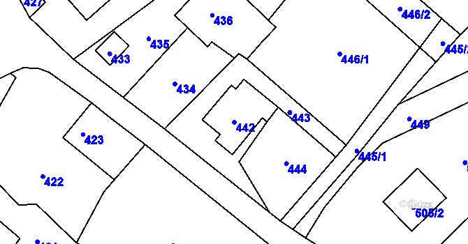 Parcela st. 442 v KÚ Olbramice, Katastrální mapa