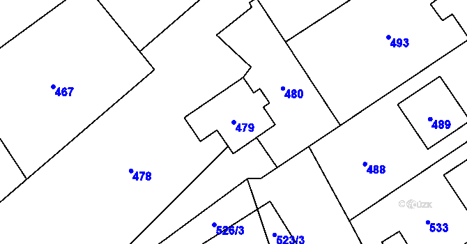 Parcela st. 479 v KÚ Olbramice, Katastrální mapa