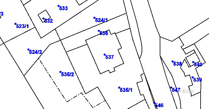 Parcela st. 537 v KÚ Olbramice, Katastrální mapa