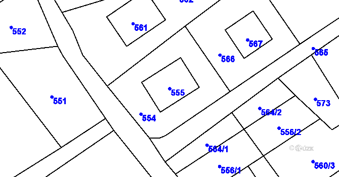Parcela st. 555 v KÚ Olbramice, Katastrální mapa