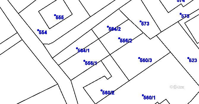 Parcela st. 556 v KÚ Olbramice, Katastrální mapa