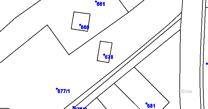 Parcela st. 678 v KÚ Olbramice, Katastrální mapa