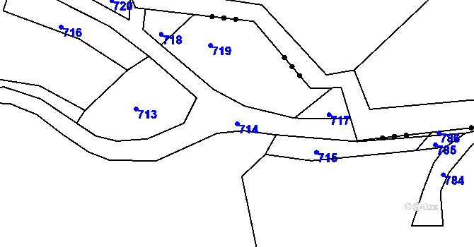 Parcela st. 714 v KÚ Olbramice, Katastrální mapa