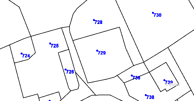 Parcela st. 729 v KÚ Olbramice, Katastrální mapa