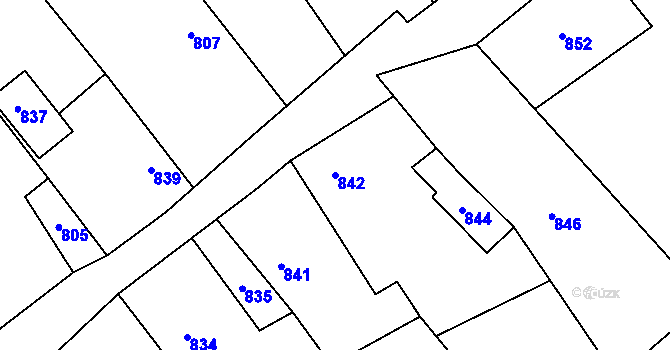 Parcela st. 842 v KÚ Olbramice, Katastrální mapa