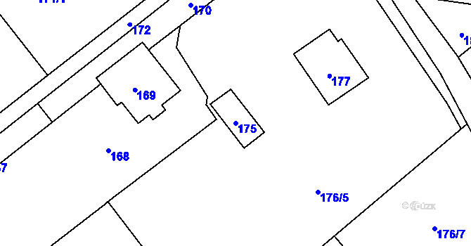 Parcela st. 175 v KÚ Olbramice, Katastrální mapa