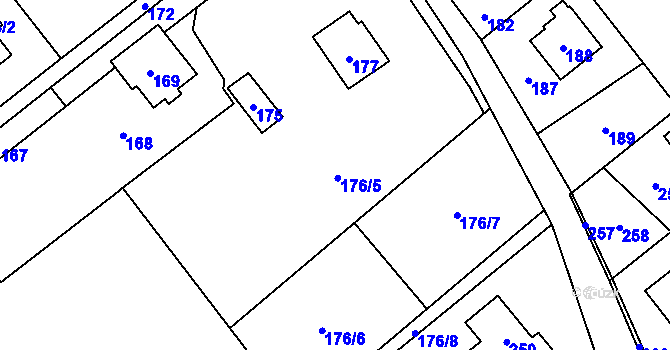 Parcela st. 176 v KÚ Olbramice, Katastrální mapa
