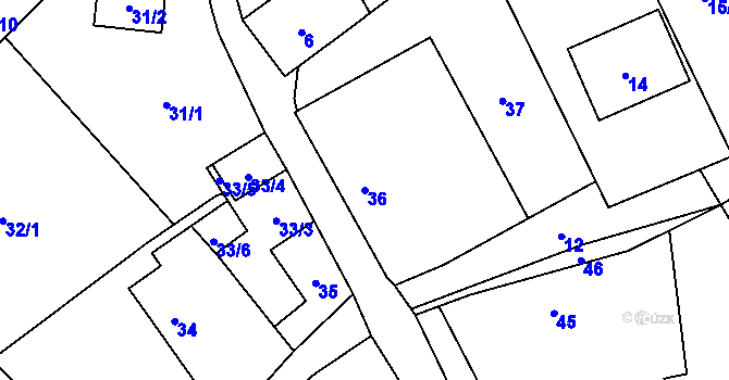 Parcela st. 36 v KÚ Olbramice, Katastrální mapa