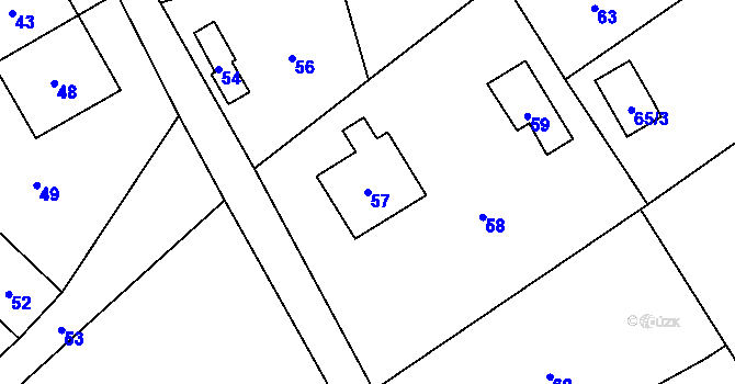 Parcela st. 57 v KÚ Olbramice, Katastrální mapa