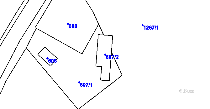 Parcela st. 607/2 v KÚ Olbramice, Katastrální mapa