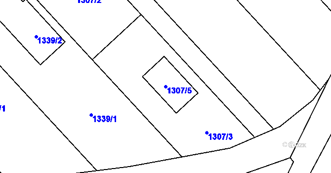 Parcela st. 1307/5 v KÚ Olbramice, Katastrální mapa