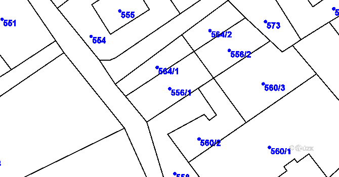 Parcela st. 556/1 v KÚ Olbramice, Katastrální mapa