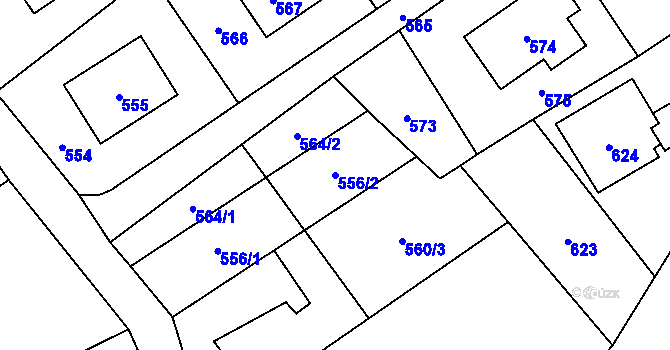 Parcela st. 556/2 v KÚ Olbramice, Katastrální mapa