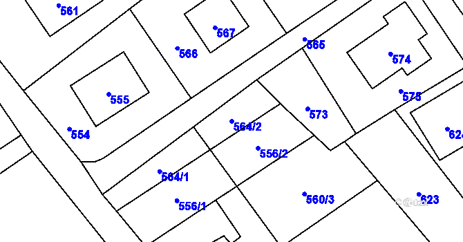 Parcela st. 564/2 v KÚ Olbramice, Katastrální mapa