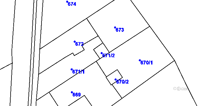 Parcela st. 671/2 v KÚ Olbramice, Katastrální mapa