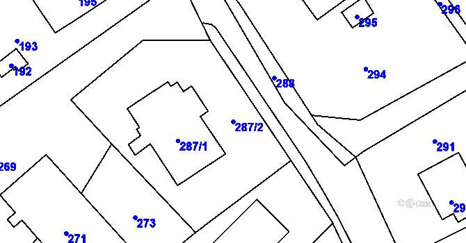 Parcela st. 287/2 v KÚ Olbramice, Katastrální mapa