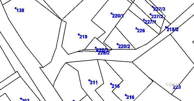 Parcela st. 228/2 v KÚ Olbramice, Katastrální mapa