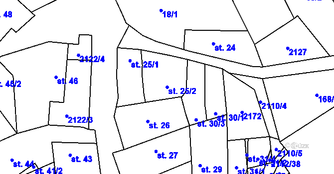 Parcela st. 25/2 v KÚ Olbramkostel, Katastrální mapa