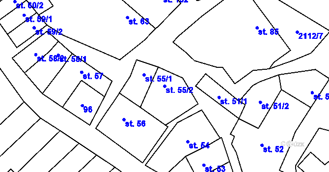 Parcela st. 55/2 v KÚ Olbramkostel, Katastrální mapa