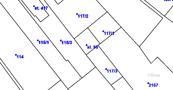 Parcela st. 95 v KÚ Olbramkostel, Katastrální mapa