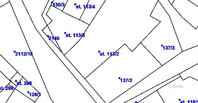 Parcela st. 113/2 v KÚ Olbramkostel, Katastrální mapa