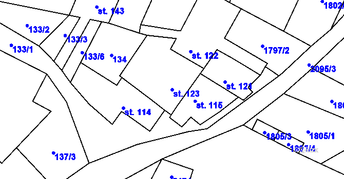 Parcela st. 123 v KÚ Olbramkostel, Katastrální mapa