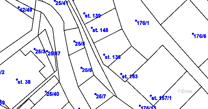 Parcela st. 136 v KÚ Olbramkostel, Katastrální mapa