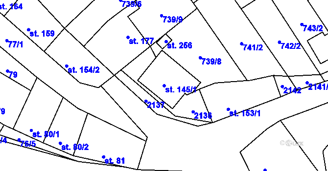 Parcela st. 145/1 v KÚ Olbramkostel, Katastrální mapa