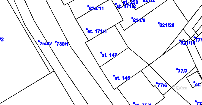 Parcela st. 147 v KÚ Olbramkostel, Katastrální mapa