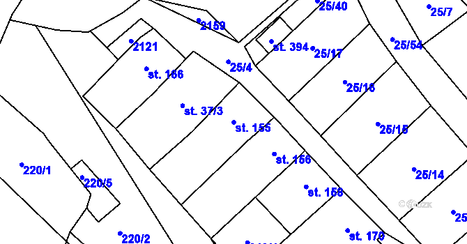 Parcela st. 155 v KÚ Olbramkostel, Katastrální mapa
