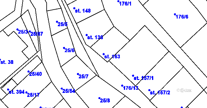 Parcela st. 163 v KÚ Olbramkostel, Katastrální mapa