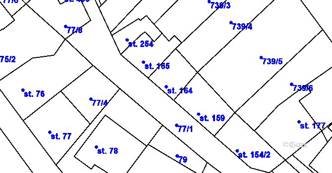 Parcela st. 164 v KÚ Olbramkostel, Katastrální mapa