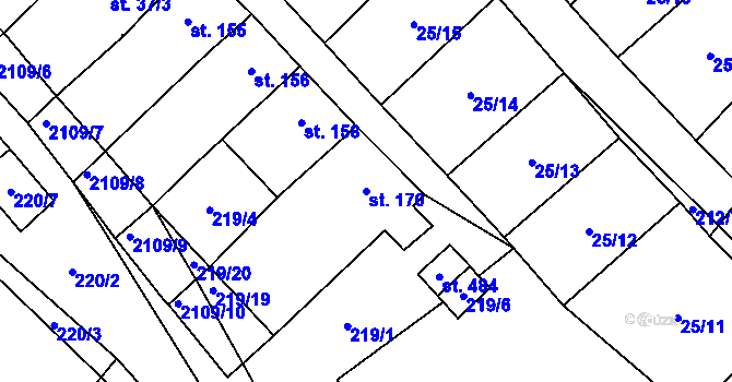 Parcela st. 170 v KÚ Olbramkostel, Katastrální mapa