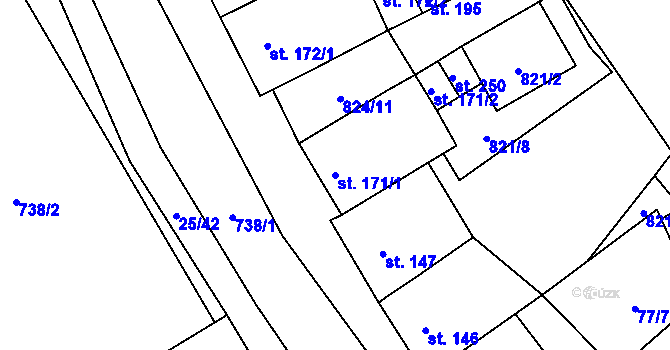 Parcela st. 171/1 v KÚ Olbramkostel, Katastrální mapa