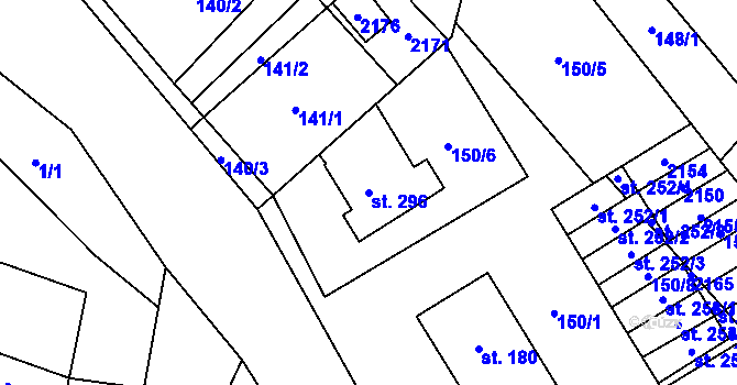 Parcela st. 296 v KÚ Olbramkostel, Katastrální mapa