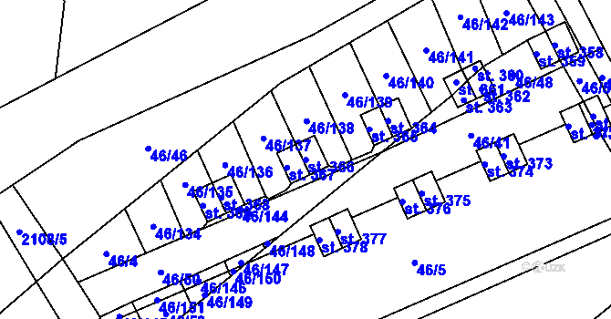 Parcela st. 366 v KÚ Olbramkostel, Katastrální mapa