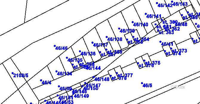 Parcela st. 367 v KÚ Olbramkostel, Katastrální mapa