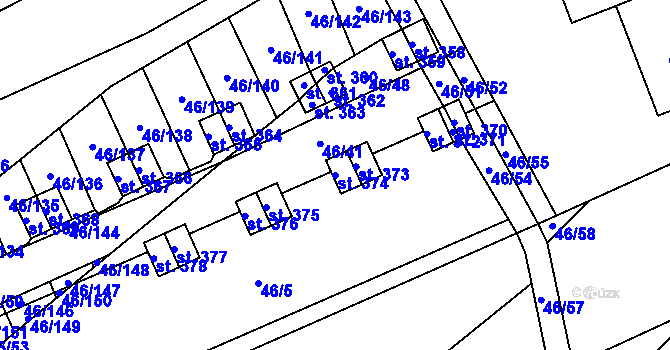 Parcela st. 374 v KÚ Olbramkostel, Katastrální mapa