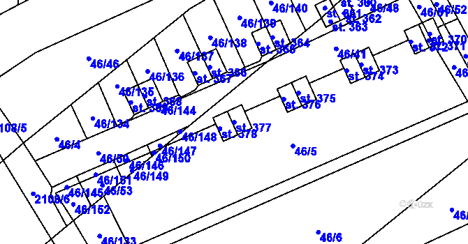 Parcela st. 377 v KÚ Olbramkostel, Katastrální mapa