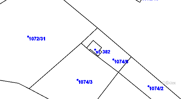 Parcela st. 382 v KÚ Olbramkostel, Katastrální mapa