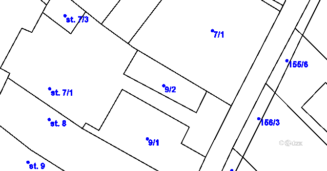 Parcela st. 9/2 v KÚ Olbramkostel, Katastrální mapa