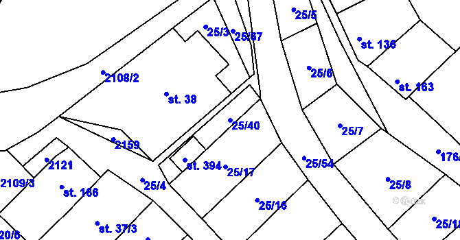 Parcela st. 25/40 v KÚ Olbramkostel, Katastrální mapa