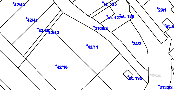 Parcela st. 42/11 v KÚ Olbramkostel, Katastrální mapa