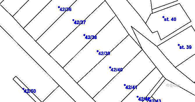 Parcela st. 42/39 v KÚ Olbramkostel, Katastrální mapa